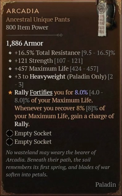 Diablo 4 Arcadia: Unique Pants card