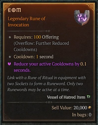 Diablo 4 Eom Rune - Ritual Rune card