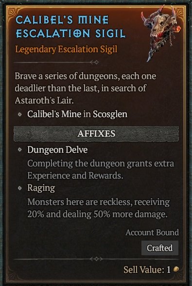 Diablo 4 Escalation Sigil card