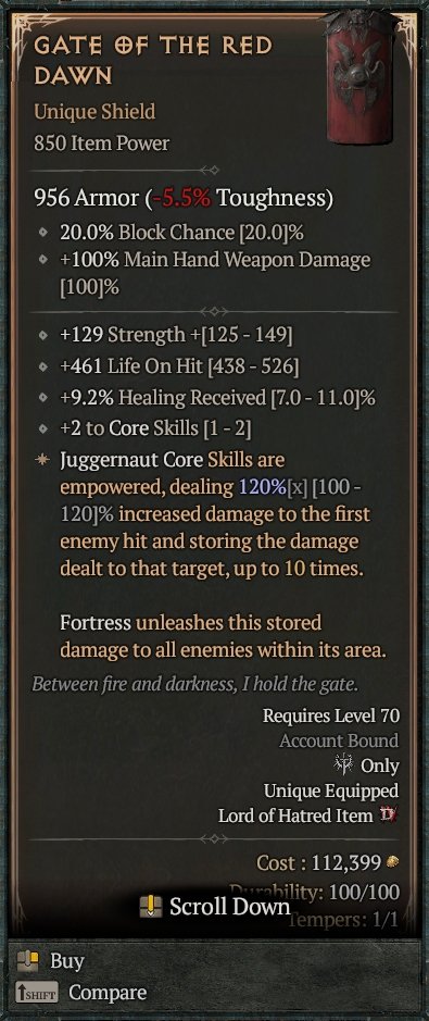 Diablo 4 Gate of the Red Dawn - Unique Staff card