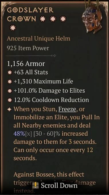 Diablo 4 Godslayer Crown: Unique Helm card