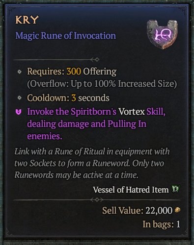 Diablo 4 Kry Rune - Ritual Rune card