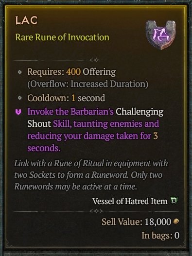 Diablo 4 Lac Rune - Ritual Rune card