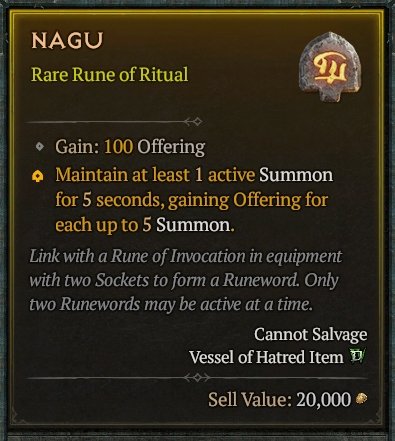 Diablo 4 Nagu Rune - Ritual Rune card