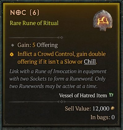 Diablo 4 Noc Rune - Ritual Rune card
