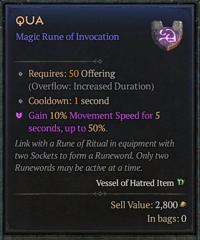 Diablo 4 Qua Rune - Ritual Rune card
