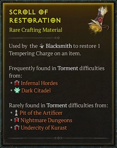 Diablo 4 Scroll of Restoration Material card