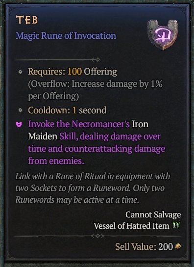 Diablo 4 Teb Rune - Ritual Rune card