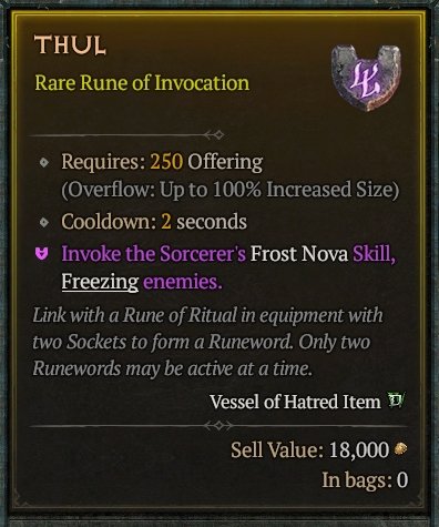 Diablo 4 Thul Rune - Ritual Rune card