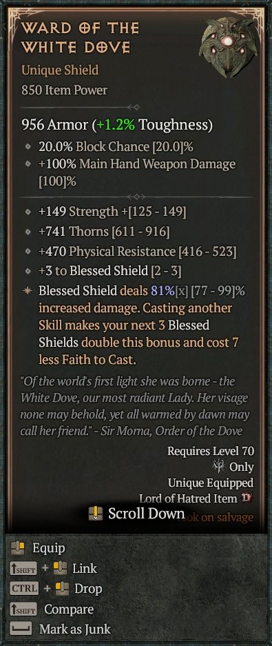 Diablo 4 Ward of the White Dove - Unique Axe card