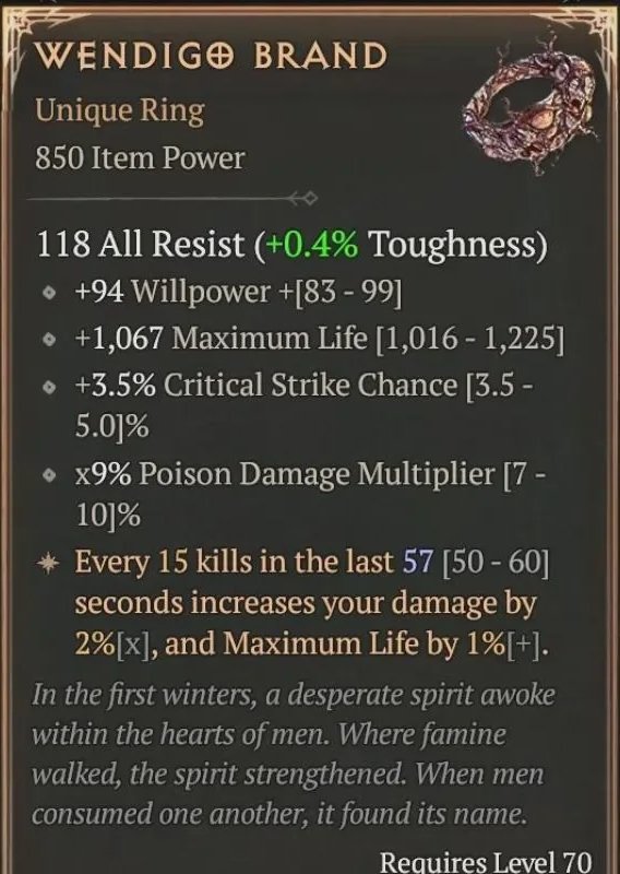 Diablo 4 Wendigo Brand card